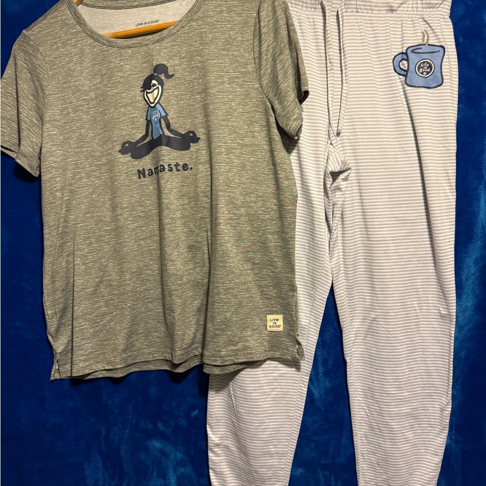 Life Is Good Kids Pajama Set - Gray and Blue